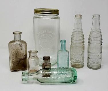 vintage-medicare-bottles-and-golden-harvest-jar