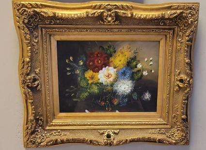 framed-oil-on-canvas-floral-painting