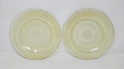 pair-of-yellow-depression-glass-plates
