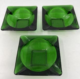 three-small-emerald-green-ashtrays
