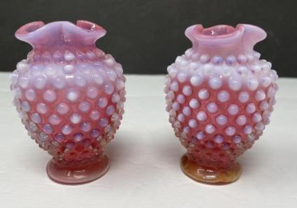 two-cranberry-hobnail-opalescent-bud-vases